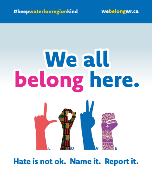We all belong here.  Hate is not ok. Name it. Report it.